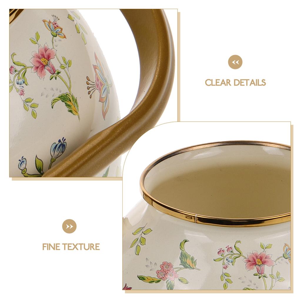 1 литр Винтажный эмалированный чайник с японским дизайном Удобная заварочная поверхность с элегантным цветочным узором для кемпинга