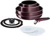 Набор кастрюль и сковородок Tefal со съемными ручками, 9 предметов, для газовых плит, не содержит вредных веществ, таких как ПФОК, цвет Neo Vintage Bordeaux brown L43991