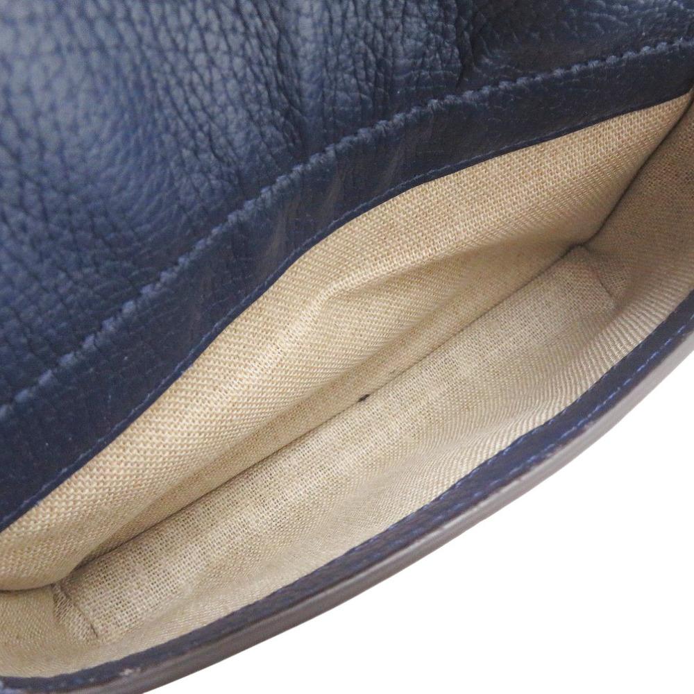 Used AUTHENTIC GUCCI 825964 GG body bag Waist Pouch blue Leather