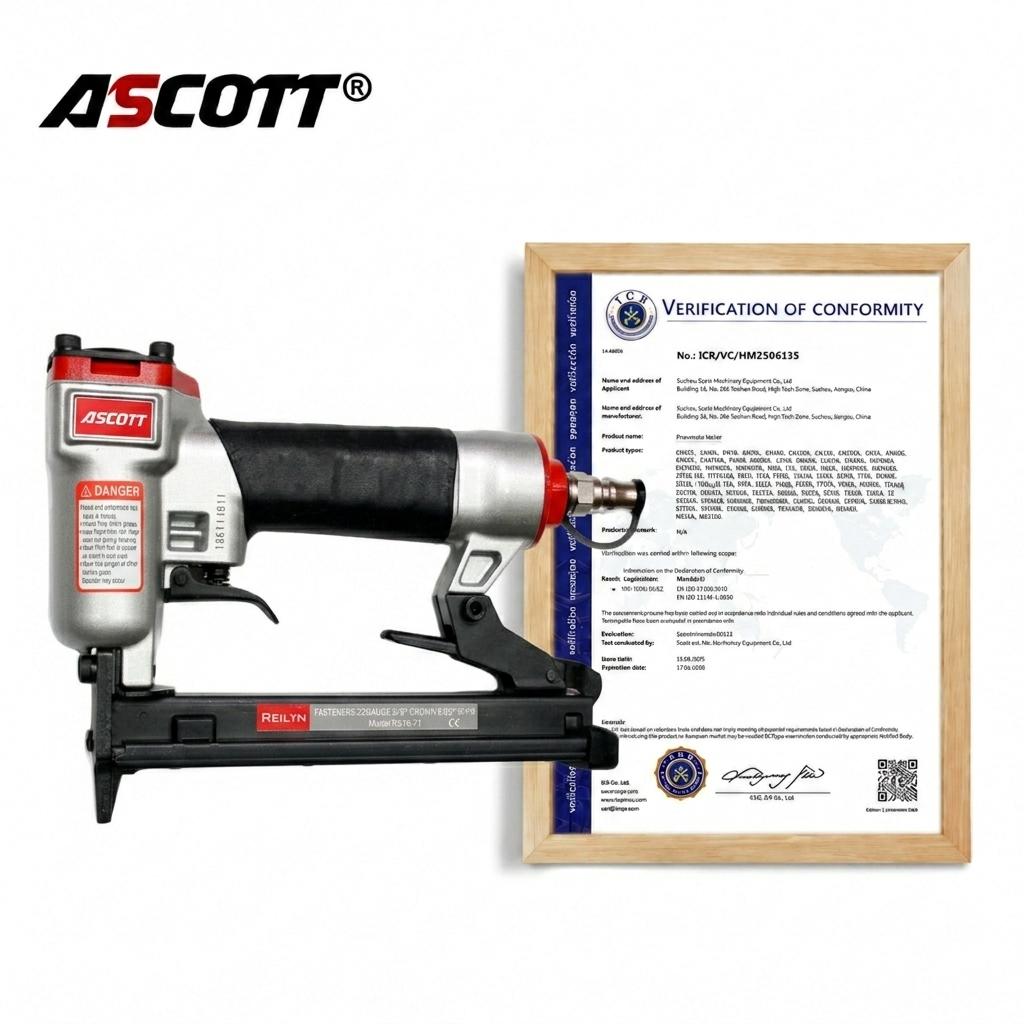 ASCOTT 4-16 мм 7116 Алюминиевый Пневматический Степлеp для Обивки 22GA Тонкая Проволока Степлеp для Надувных Матрасов 190 ШТ. Инструменты для Крепежа в Столярном Деле