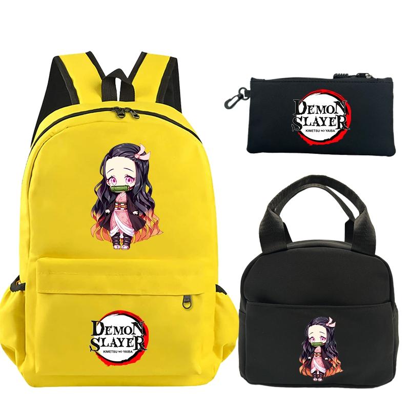3 шт./компл. рюкзак «Убийца Демонов» с принтом, сумка для обеда, пенал для подростков, детский школьный рюкзак для девочек и мальчиков