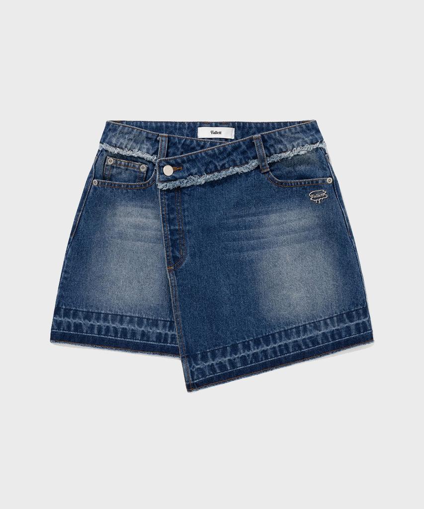 Pallet Wrap Denim Short Skirt Blue