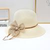 Женская соломенная шляпа для защиты от солнца и солнца, соломенная тканая шляпа с галстуком-бабочкой на открытом воздухе для пляжных прогулок, устойчивая к ультрафиолетовому излучению шляпа от солнца