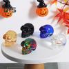 Clear Colorful Skull Figurine Life Size Skull Statue Sculpture Home Office Desktop Bookshelf Decoration Ornament Halloween Festival Gift