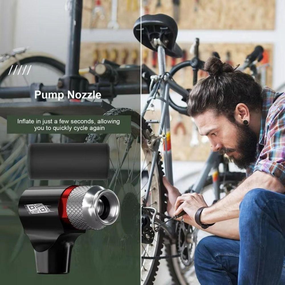 Aluminum Zinc Zinc Alloy Bike Pump Inflator Presta Valves Inflation Mouthpiece Rust-proof CO2 Mini Pump MTB