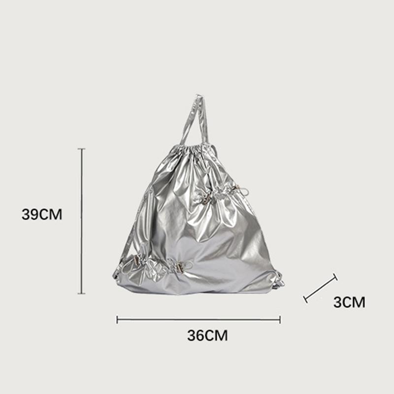 Новая серебристая сумка на двойном плече с завязками, женский корейский ленивый рюкзак, легкий, удобный для переноски, спортивный рюкзак для активного отдыха