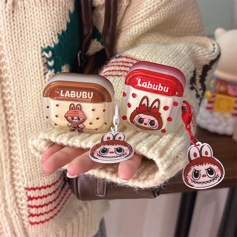 Cartoon cute polka dot rabub for AirPods 1 /1 earphone protective case cover 1pro second and third generation with pendant