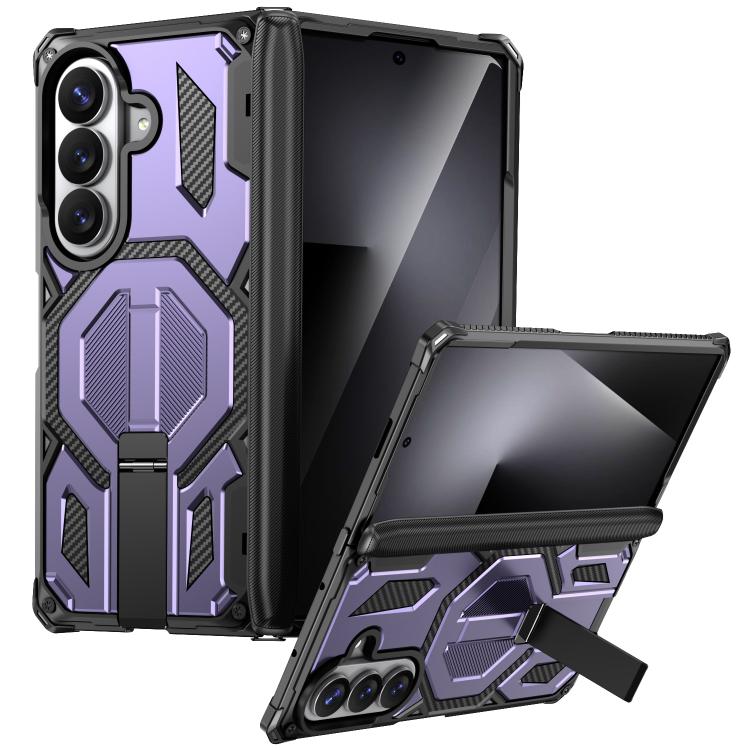 Hidden Metal Holder Magnetic Shockproof Phone Case For Galaxy Z Fold8 5G, TPU+PC Dual Stand Protective Cover Support Wireless Charging