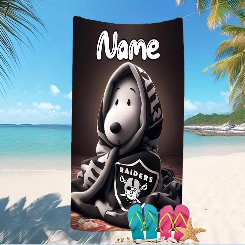 Customizable personalized beach towels Las Vegas Raiders themed designs.Suitable for the beach, yoga, sports;ideal as beach accessories