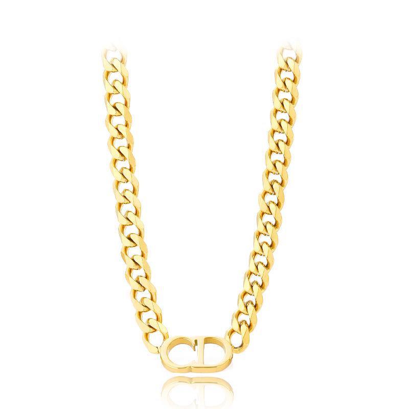 European & American Titanium Steel Jewelry Set: CD Necklace, Bracelet, & Ring - Classic, Stylish, Hot-Selling Design.