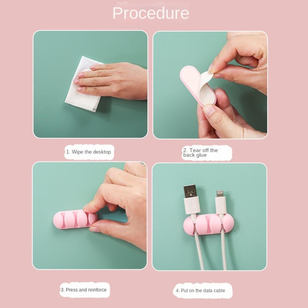 Cable Clip Desk USB Cable Organizer Silicone Kawaii Cable Organizer Desktop Organizer