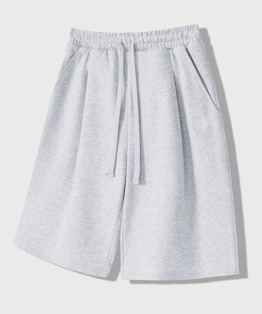 LEMAIN SECOND Bermuda Wide One-Pleat Sweat Shorts [White Melange]
