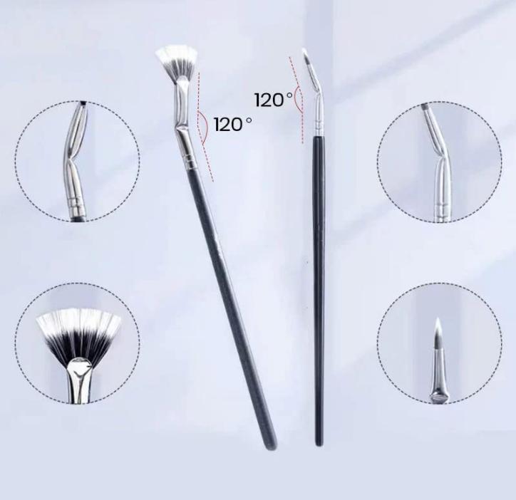 Folding Angle Scalloped Lash Brush, 2024 New Mascara Fan Brush Eyelash Brush