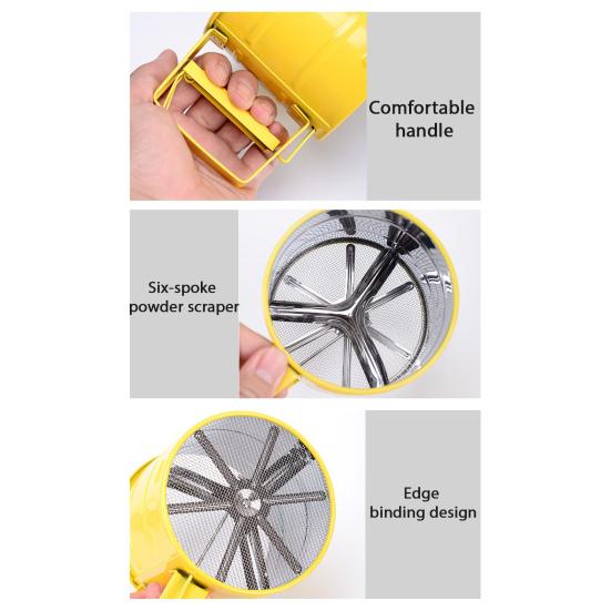 Мукопросеиватель ручной с кривошипом, сито для муки с мелкой сеткой, просеиватель для выпечки, универсальный инструмент для гладкого просеивания муки для сахара, какао-порошка и специй