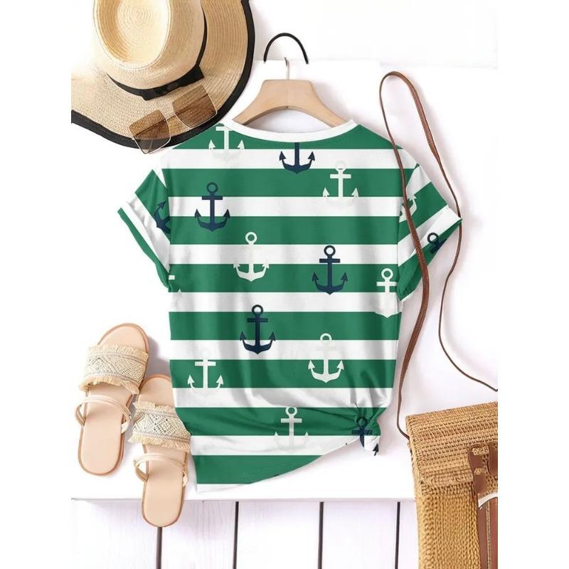 Полосатая графическая 3D футболка женская летняя с V-образным вырезом и коротким рукавом, праздничная повседневная футболка, женская уличная одежда, футболка оверсайз