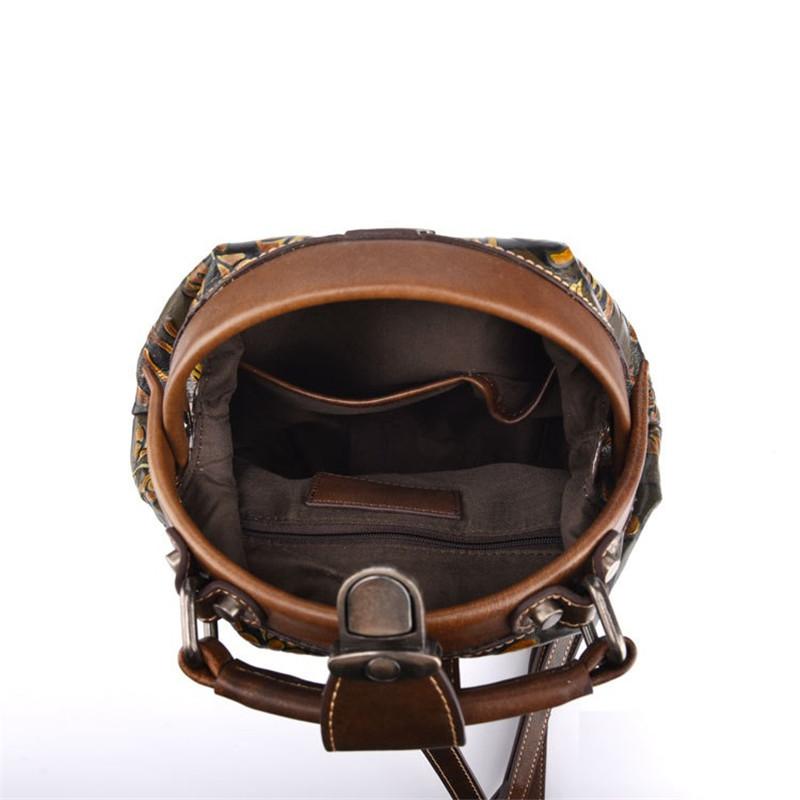 Женские рюкзаки из натуральной кожи с 3D тиснением и цветами, винтажный дизайн, сумки из коровьей кожи GZW