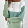 2024 Women's Color Block Patchwork Knit Sweater - Autumn/Winter Round Neck Long Sleeve Pullover Top