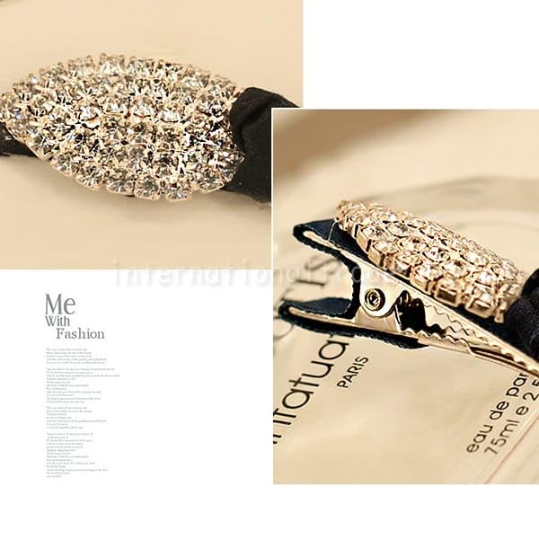 Заколка для волос, заколка-зажим из ленты, сверкающая бижутерия, заколка для волос, украшение для волос со стразами, симпатичная корейская серая 1 шт. [Schicksal.]