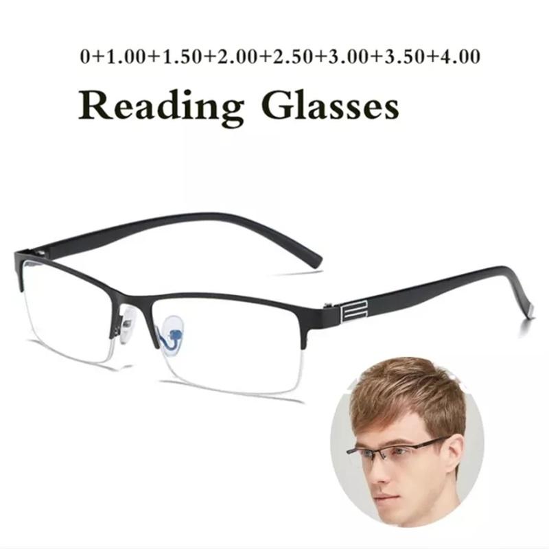 Очки для чтения для мужчин и женщин, анти-синий свет, высокое качество, полурамка с диоптриями, деловые офисные очки