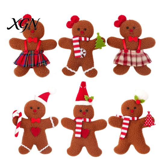 Christmas Wreath Embellishments 3 Pcs Mini Plush Gingerbread Man Ornaments, Small Stuffed Cute Xmas Tree Decor Decoration for Holiday Home Decor,