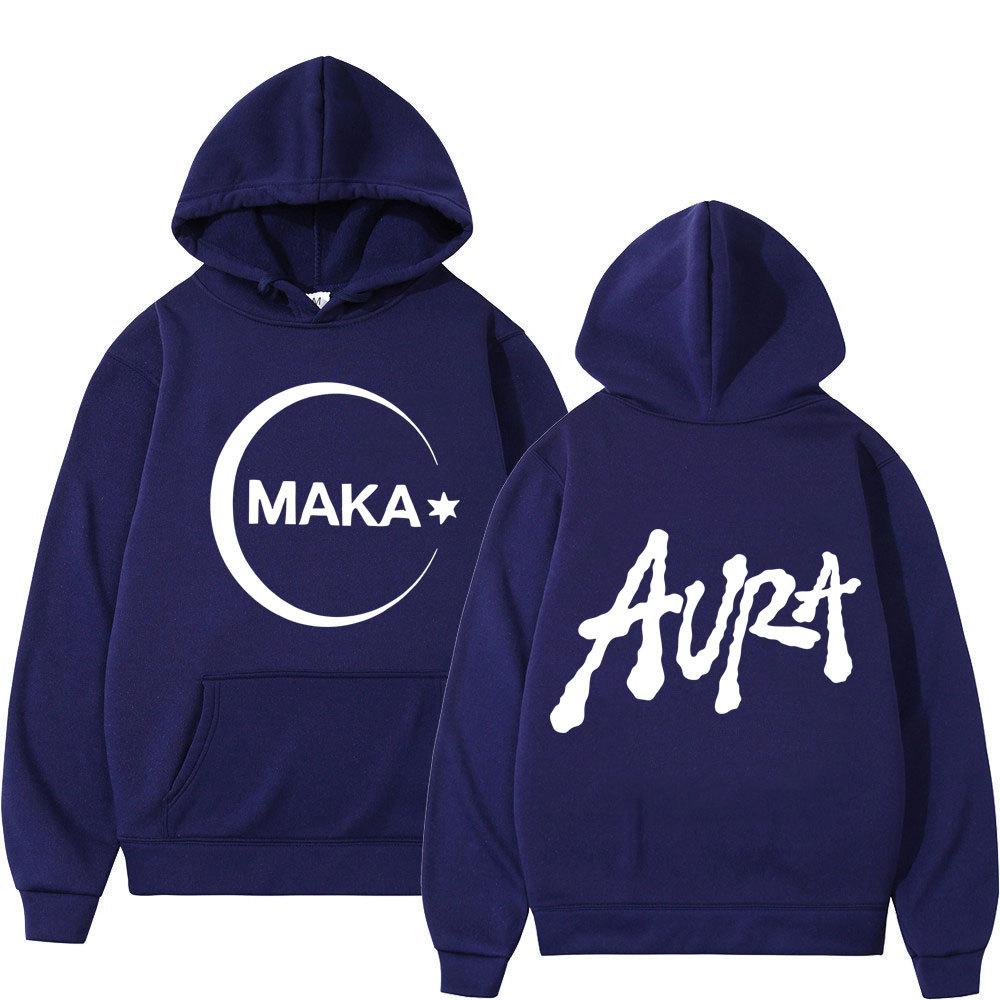 Rapper Maka Aura 2025 Tour Album Merch Vintage Hoodie Men Autumn Winter Fleece Streetwear Tops