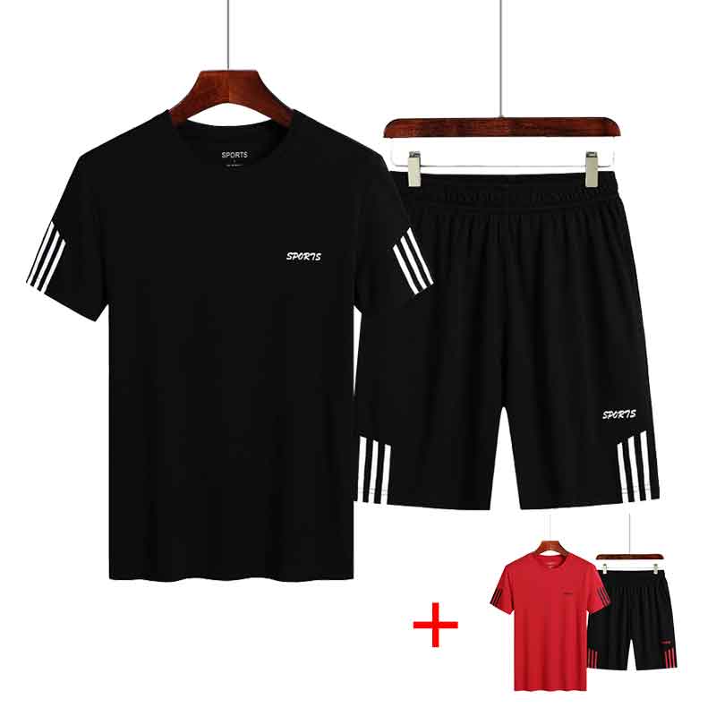 Два комплекта топа и брюк. Мужской спортивный костюм. Комплект спортивной одежды. Повседневный комплект из двух предметов для бега и фитнеса.