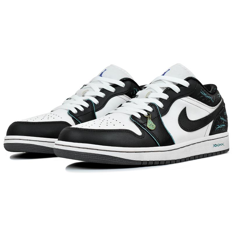 Jordan Air Jordan 1 Abrasion Resistant Abrasion Resistant Low top Vintage Basketball Shoes Men's Black White 553558-145(Team96-S-BOX)