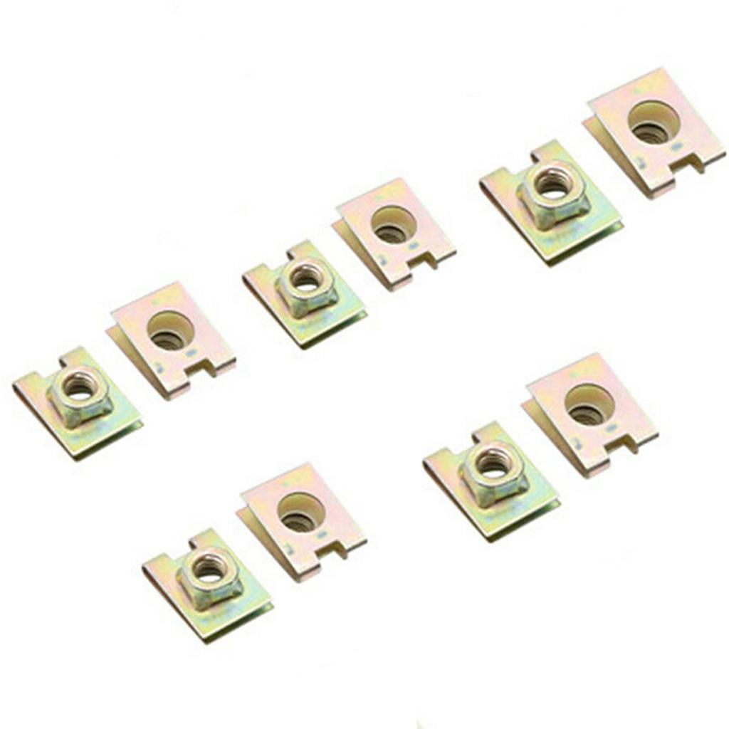 10Pcs M6 6mm Metal U-Type Plate Nut Speed Clips U-Clip Speed Nuts Fasteners Set