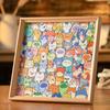 Cartoon Cat Wooden Coloring Puzzle Kit with Photo Frame Marker Pens DIY Hand-Painted Irregular Jigsaw Puzzle Toy Decoration Ornament