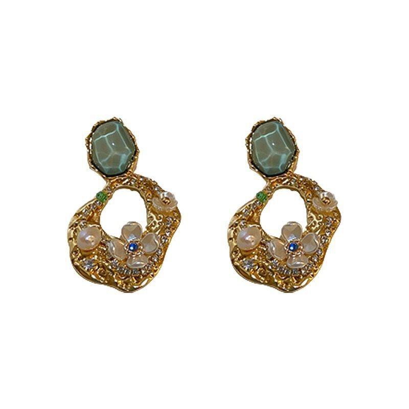 Модные цветочные серьги с жемчужным мотивом, винтажные серьги, легкая роскошь и универсальный стиль