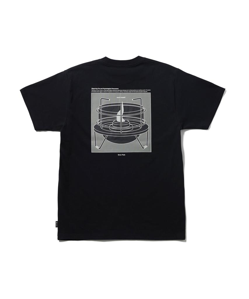 Snow Peak Warm Oneself T-Shirt, Size XL, Black, TS-25SU104, Perfect for Festivals, Camping, and Outdoor Activities