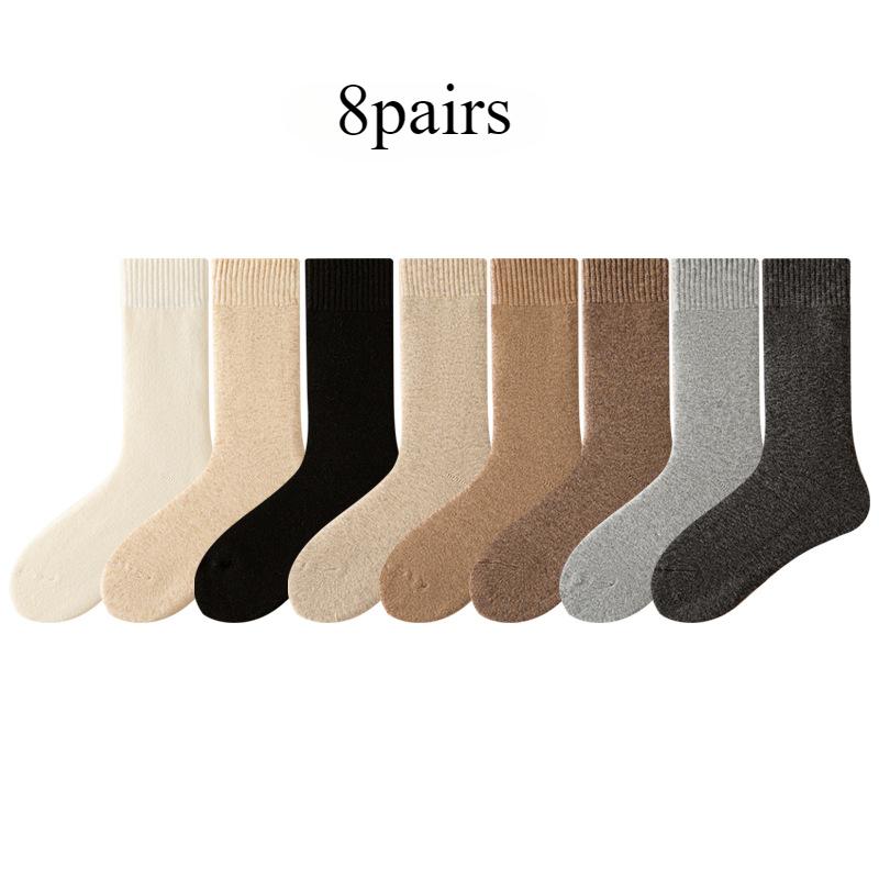 3 Pairs Solid Fleece Lined Calf Socks, Thickened & Warm Long Socks For Fall & Winter, Women's Stockings & Hosiery