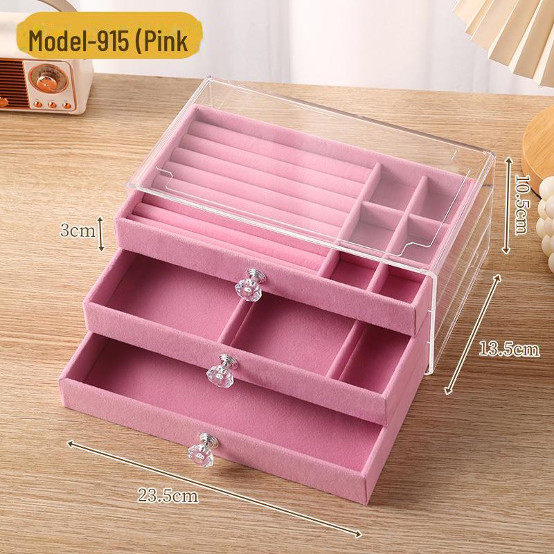 Бархатная шкатулка для украшений с антиокислительным покрытием, прозрачное акриловое хранилище для сережек, ожерелий и колец