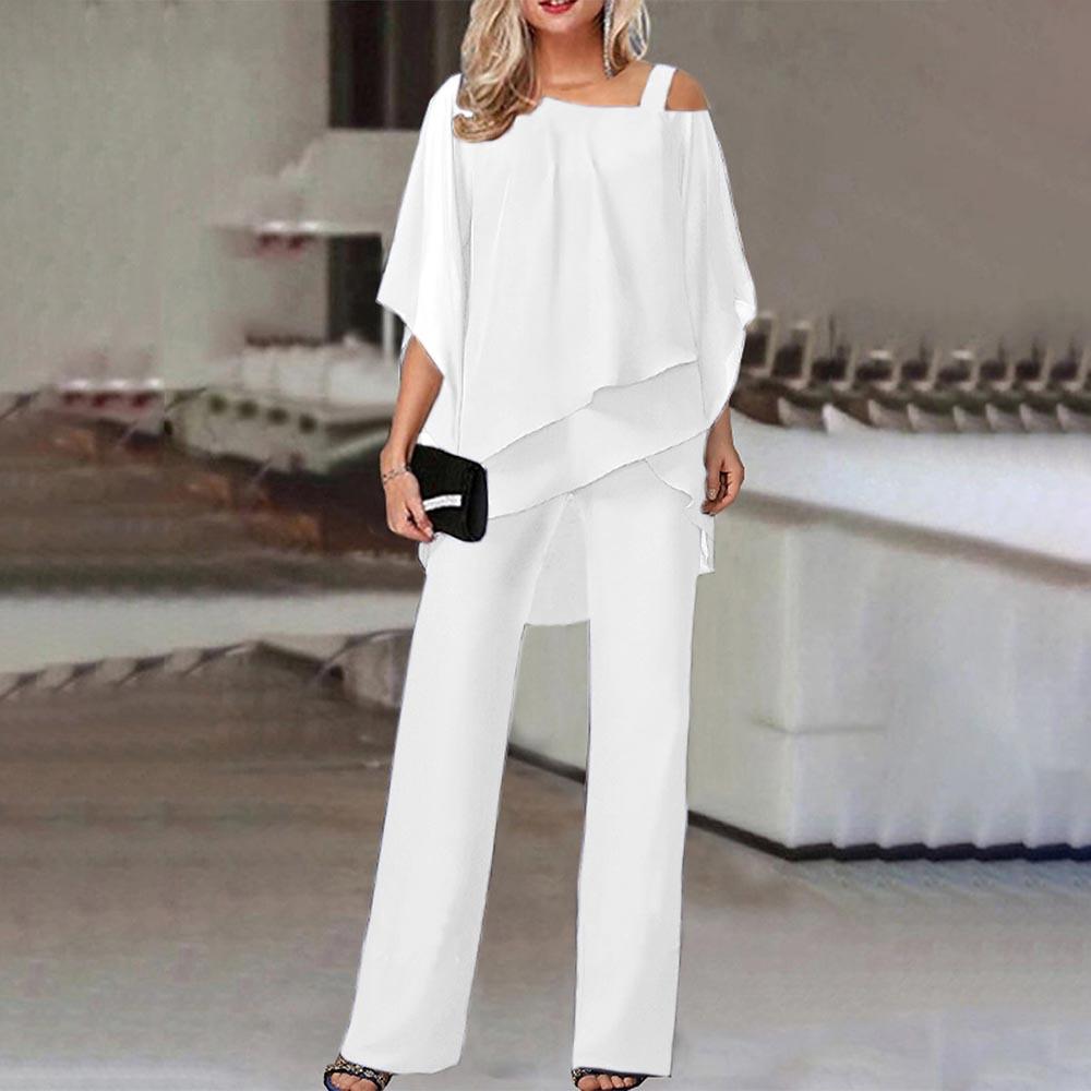 Women's Two-piece Lapel Long Sleeved Shirt Casual Solid Color Pants Wide Leg Set