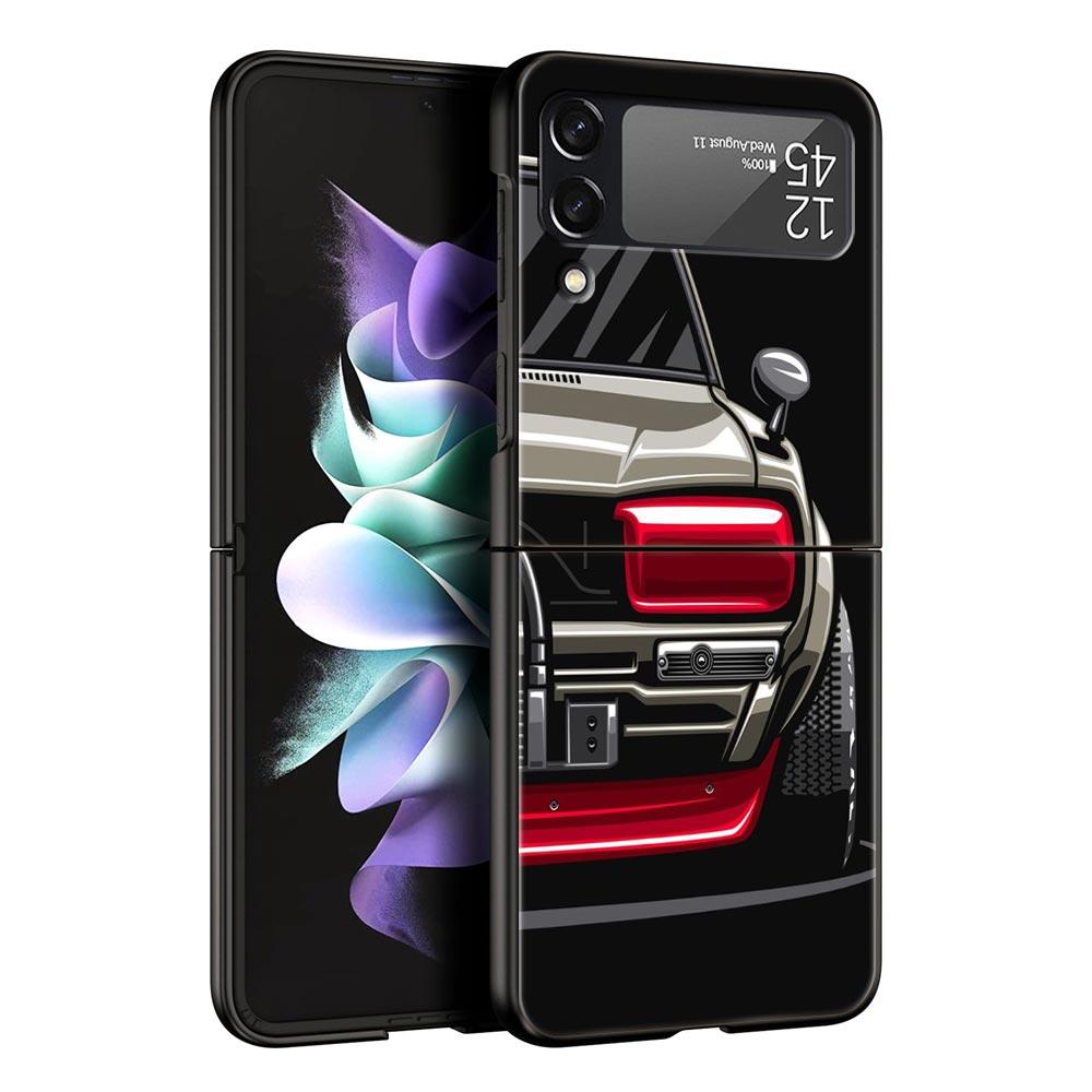 Чехол для телефона Samsung Galaxy Z Flip 3 4 5 складной мобильный чехол жесткий ПК Fundas черный защитный чехол японский спортивный автомобиль JDM