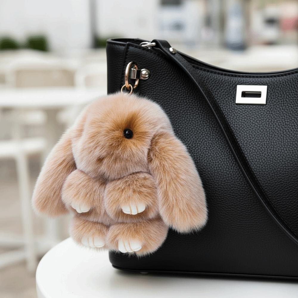Fluffy Rabbit Fur Keychain Fashion Plush Rabbit Pendant Play Dead Rabbit Doll Women