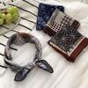 Silk Scarf Square Scarf High-end New Versatile Tie Headband Cashew Flower Silk Scarf Decorative Scarf Tied Bag Ribbon