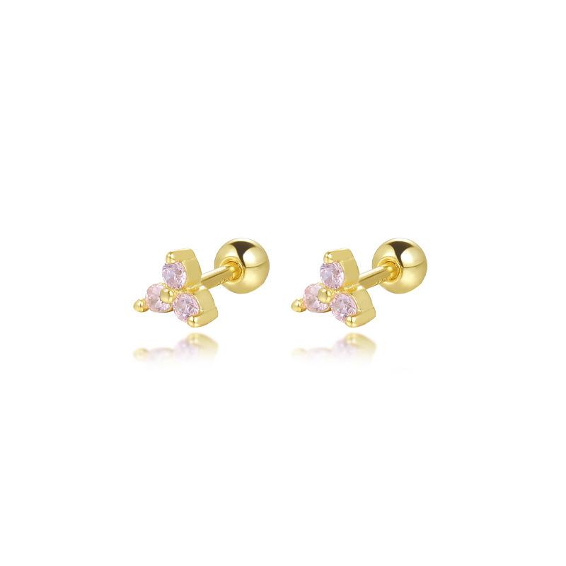925 Sterling Silver Cartilage Stud Women's Earrings Zircon Flower Ear Lobe Tragus Helix Lip Rings Jewelry