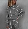 Осень/Зима 2022 Женский модный повседневный комплект тай-дай с высоким воротом и длинными рукавами