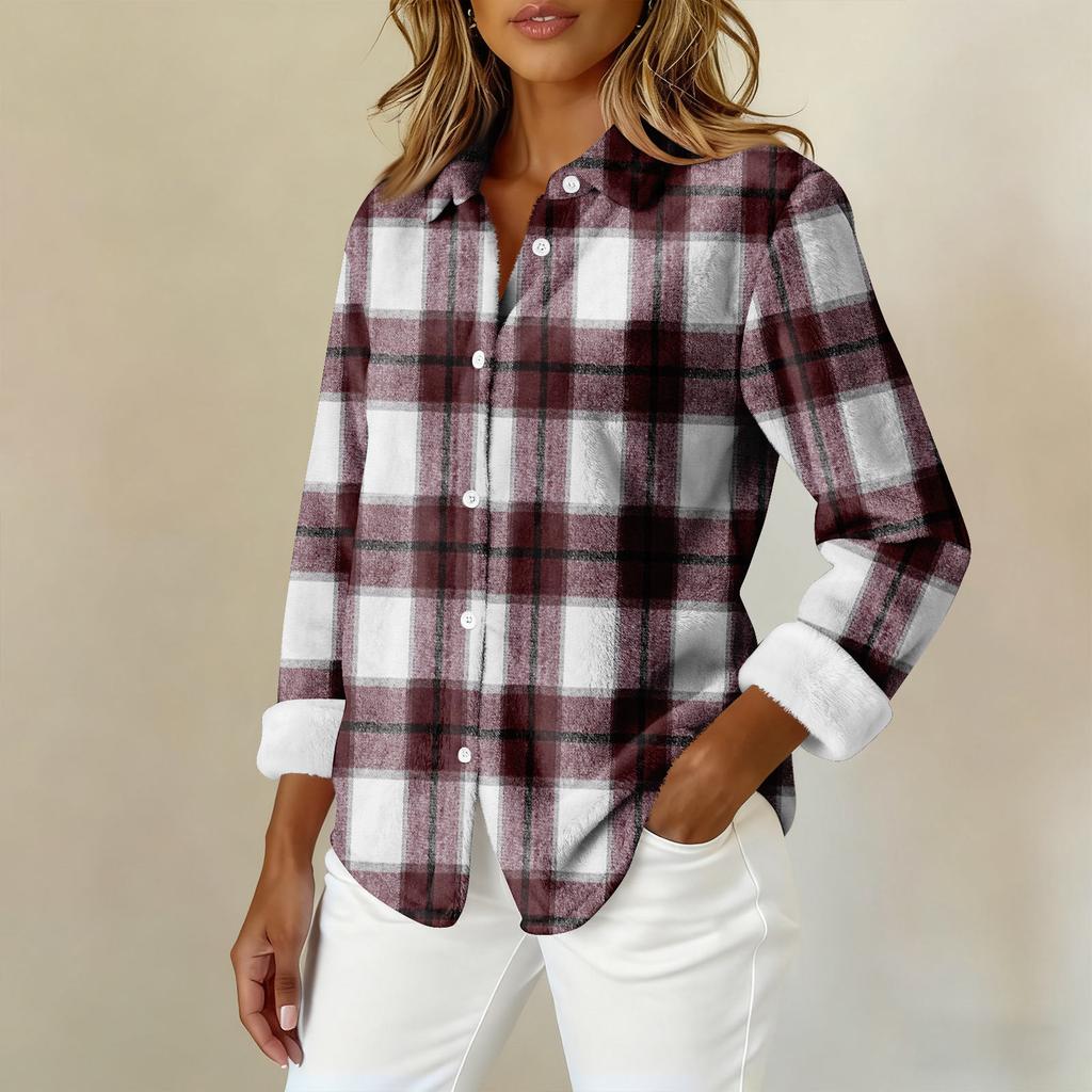 Женская рубашка-блузка с принтом и пуговицами, длинный рукав, повседневный базовый рубашечный воротник, обычный топ