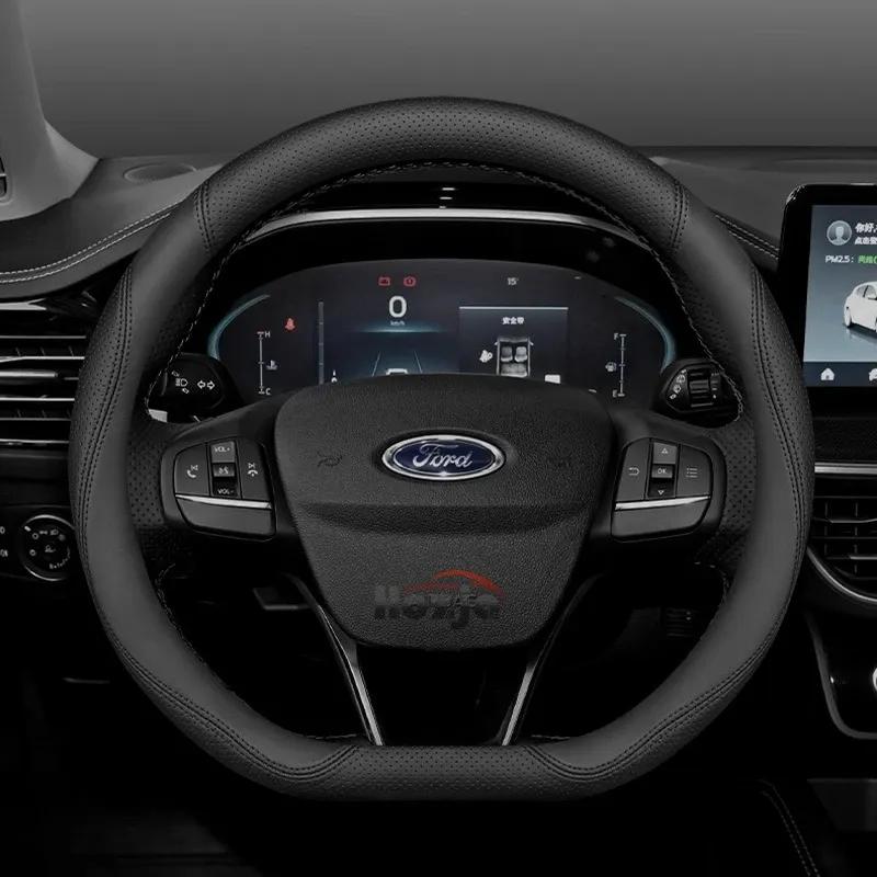 Leather Car Steering Wheel Cover for Ford Edge Puma F150 Kuga Mk1 Mk2 Escape Maverick Galaxy Taurus Equator Explorer 2000 - 2026