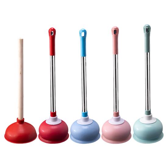 Сливной кран для унитаза с усиленной чашкой из резины и длинной деревянной ручкой для унитаза