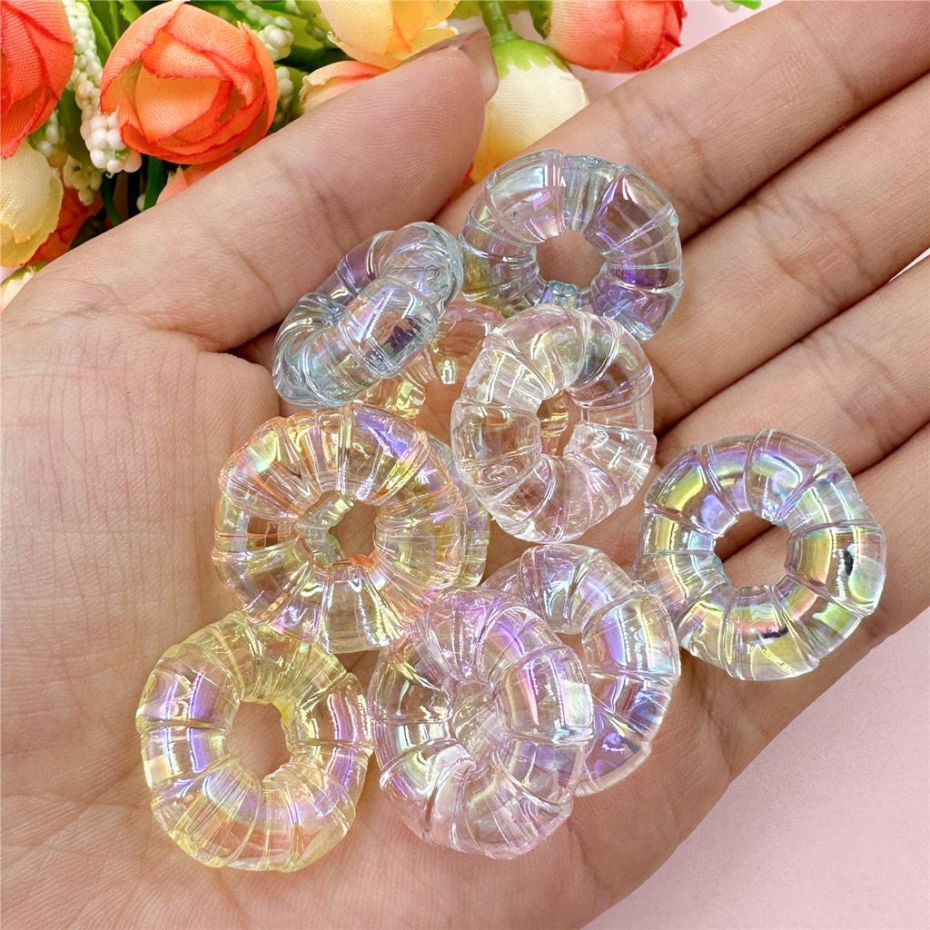 Home Party Supplies 24.2mm Fashion DIY Jewelry Material Acrylic Large Aperture Bracelet Necklace Accessories 10Pcs High Transparency Donuts Beads