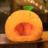 Cute Orange Fruit Plush Hat PP Cotton Filled Elastic Soft Warm Lightweight Winter Cosplay Fruits Headgear Party Costume Performance Photo Props