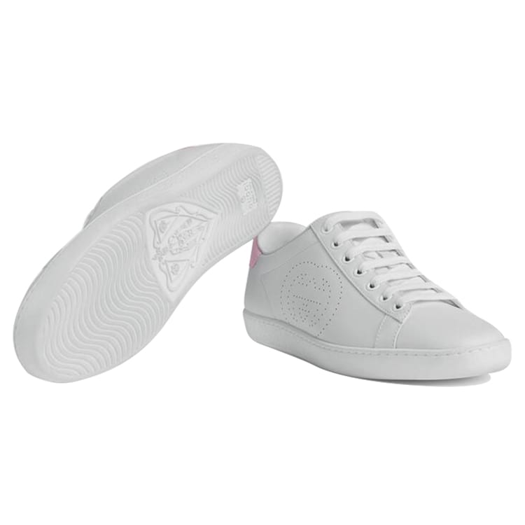 Gucci Женская обувь Ace 'Interlocking G - Белый Розовый' Женская 598527 AYO70 9076