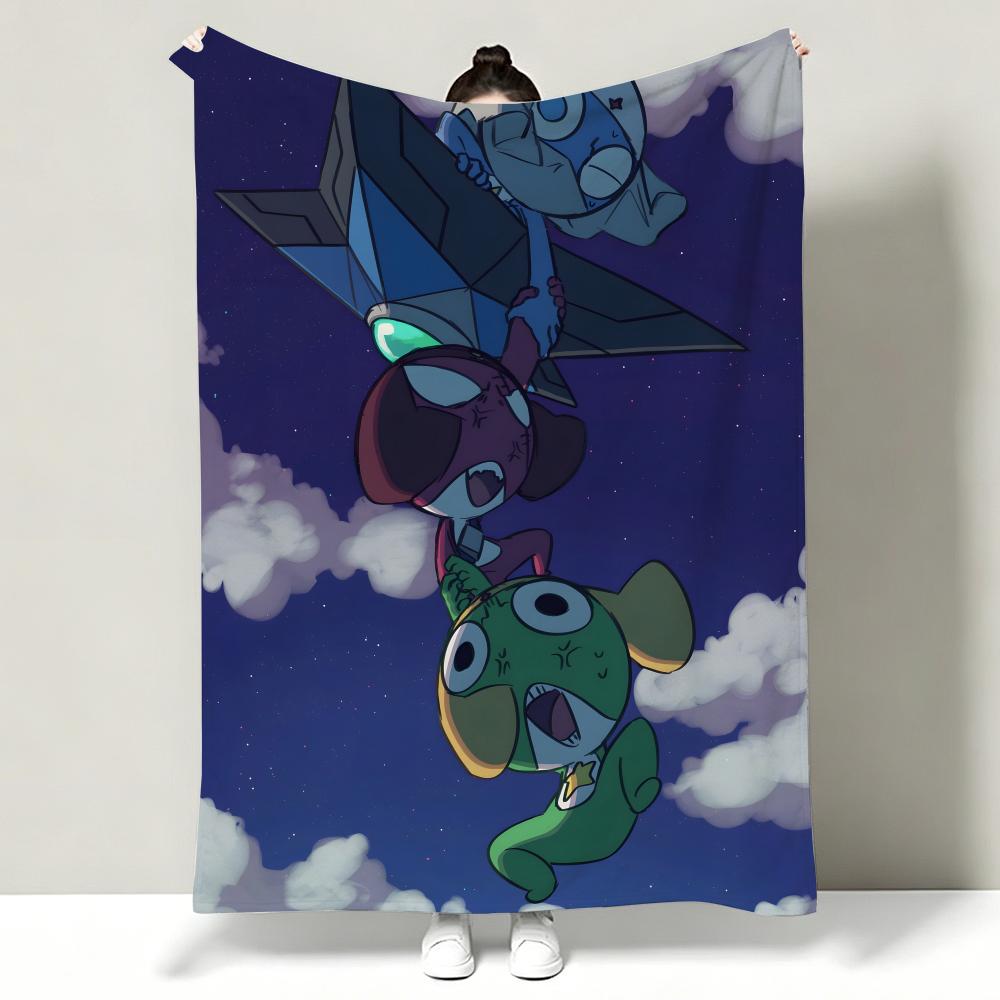 Anime KKeroro GGunso Throw Soft Warm Flannel Throw Blanket Multiuse for Sofa Bed Office Nap