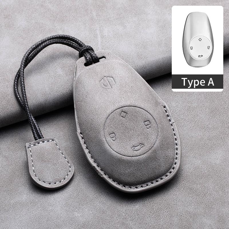 Leather Car Key Case Cover for Leapmotor T03 S01 C11 for 2025 Leapmotor C01 T03 S01 C11 Leap Motor Holder Key Fob Keychain