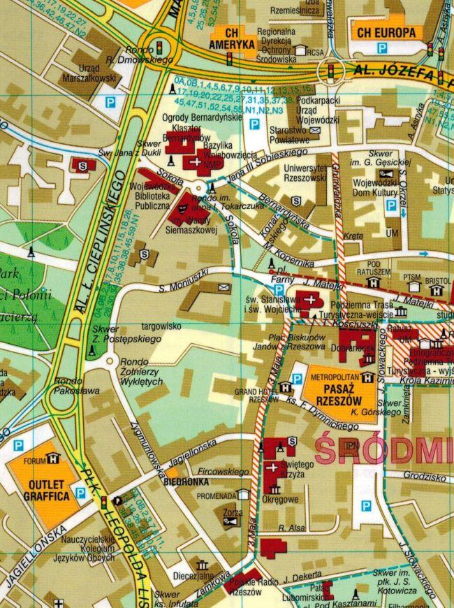 Rzeszów +3. Biecz, Jasło, Krosno. Laminowana Mapa / Plan Miasta. Wyd. 2023/2024. Demart