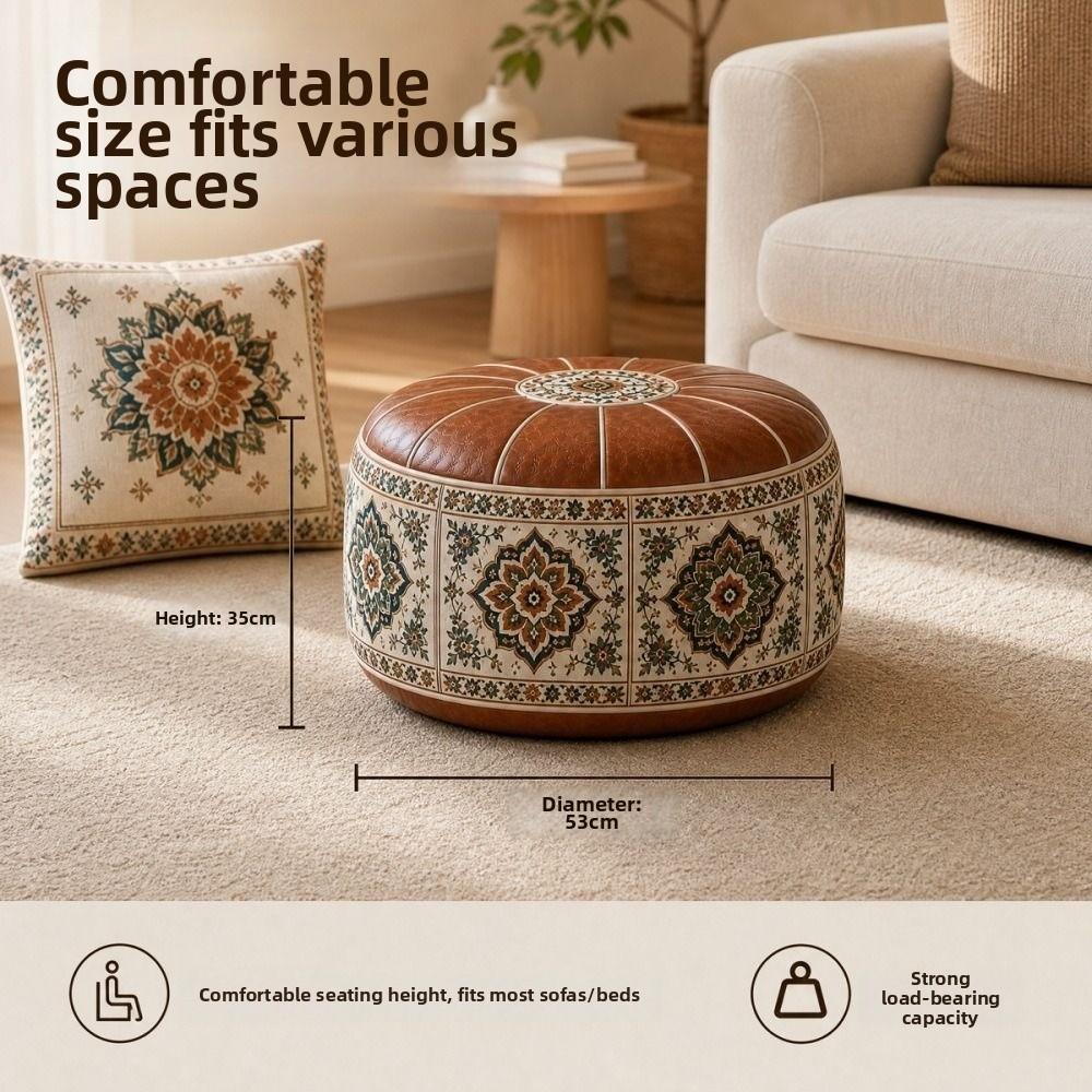 Fillable Design Ottoman Pouf Boho Pattern Storage Ottoman New Footstool Cover Home Use
