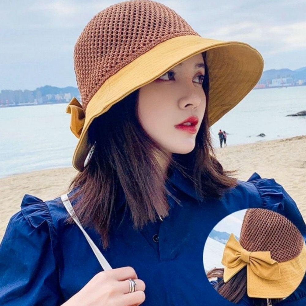 Wide Brim Bucket Hat Foldable Sunshade Hat Women Beach Cap